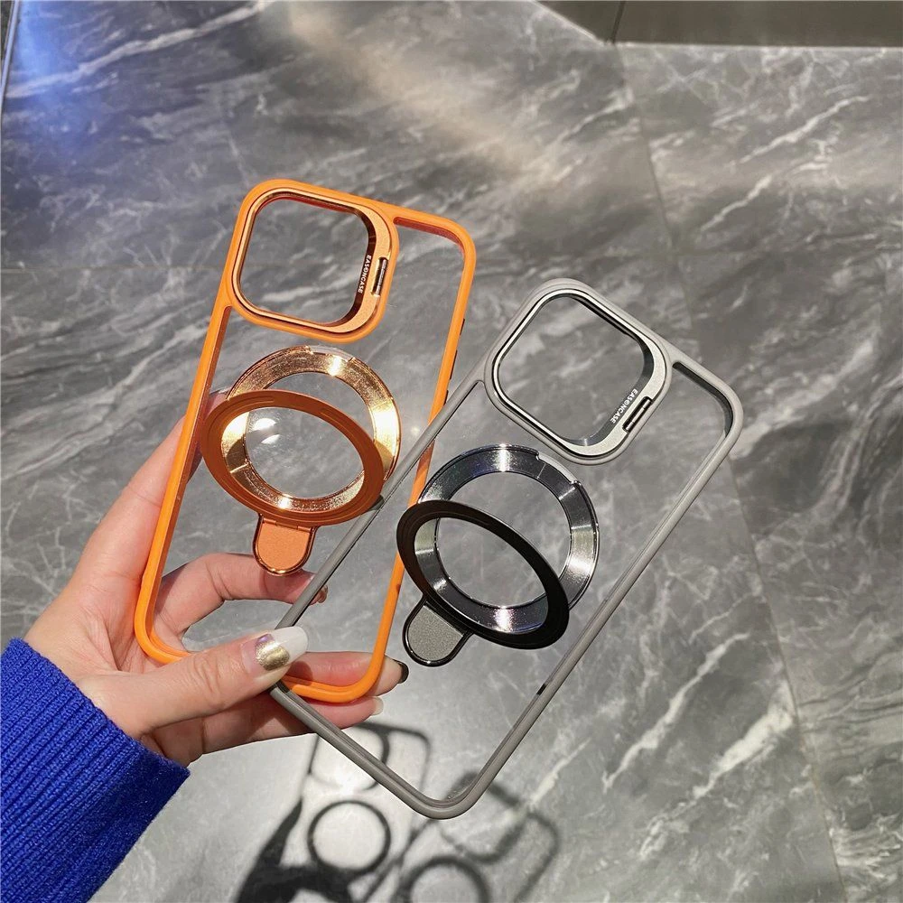 Flip Camera Luxury Phone Case with Kickstand Holder for iPhone 17 PRO Max 2.5mm Clear Magnetic Shockproof Back Cover