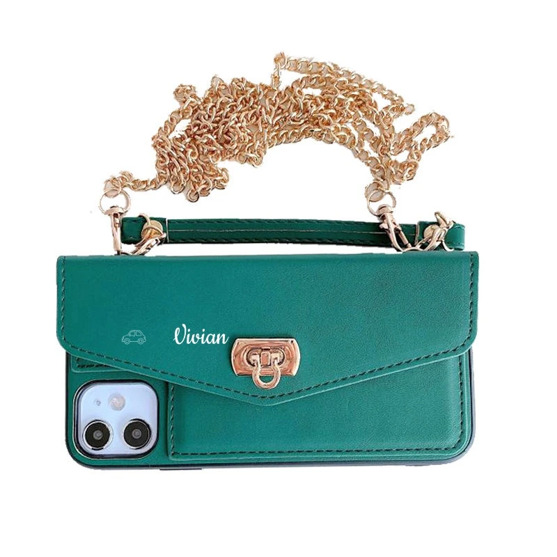 Flip Wallet Cover with Detachable Shoulder Strap Wallet Phone Case