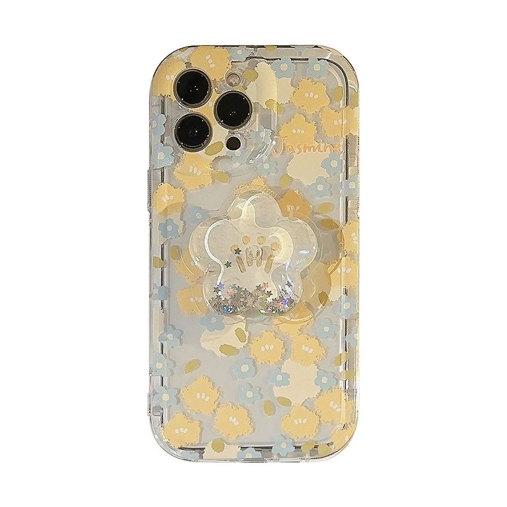 Floral Phone Case Stand with Quicksand Effect 034