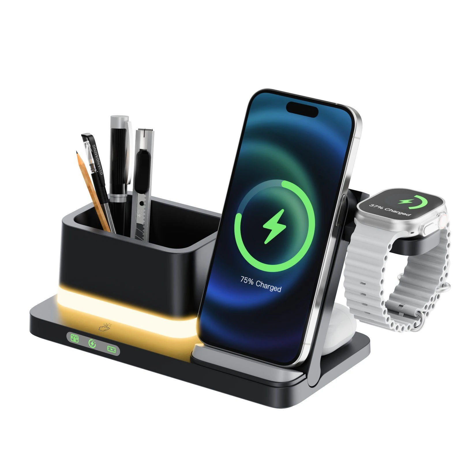 Foldable Pen Holder Quick Charger Power Bank Wireless Charger