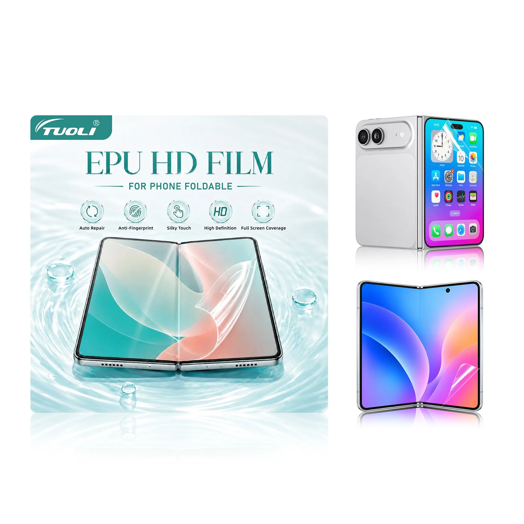 Foldable Phone Hydrogel Film Anti-Scratch Anti-Explosion High Transparent Screen Protector Flexible Film for Phone Store for iPhone Samsung