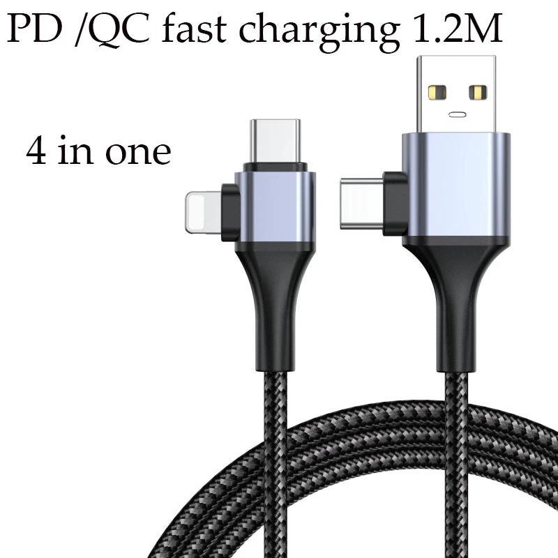Four in One Data Cable 60W Super Fast Charging 4 in One Charging Cable for iPhone