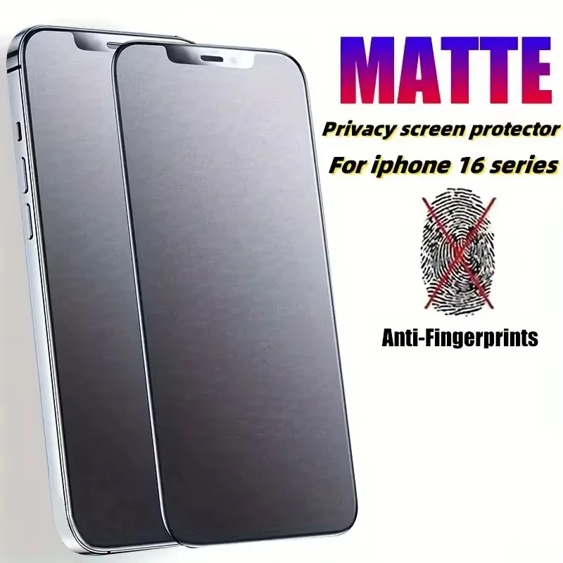 Full Cover Anti-Scratch Anti Spy Film 2.5D Tempered Glass Matte Privacy Screen Protector for iPhone 13 14 15 16e Plus PRO Max