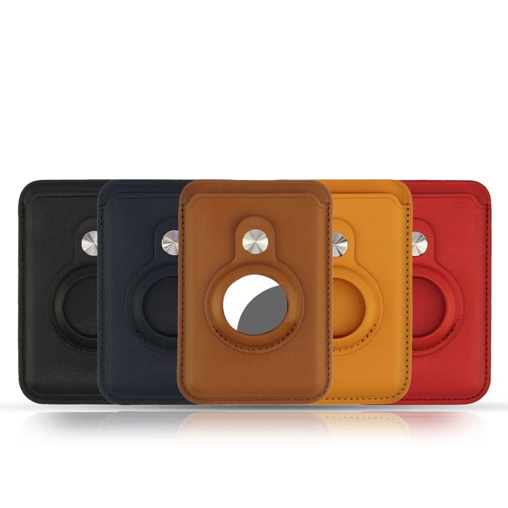 Full Leather Magnetic Closure Wallet Support GPS Tracker RFID Protection Automatic Trackable Smart Card Holder