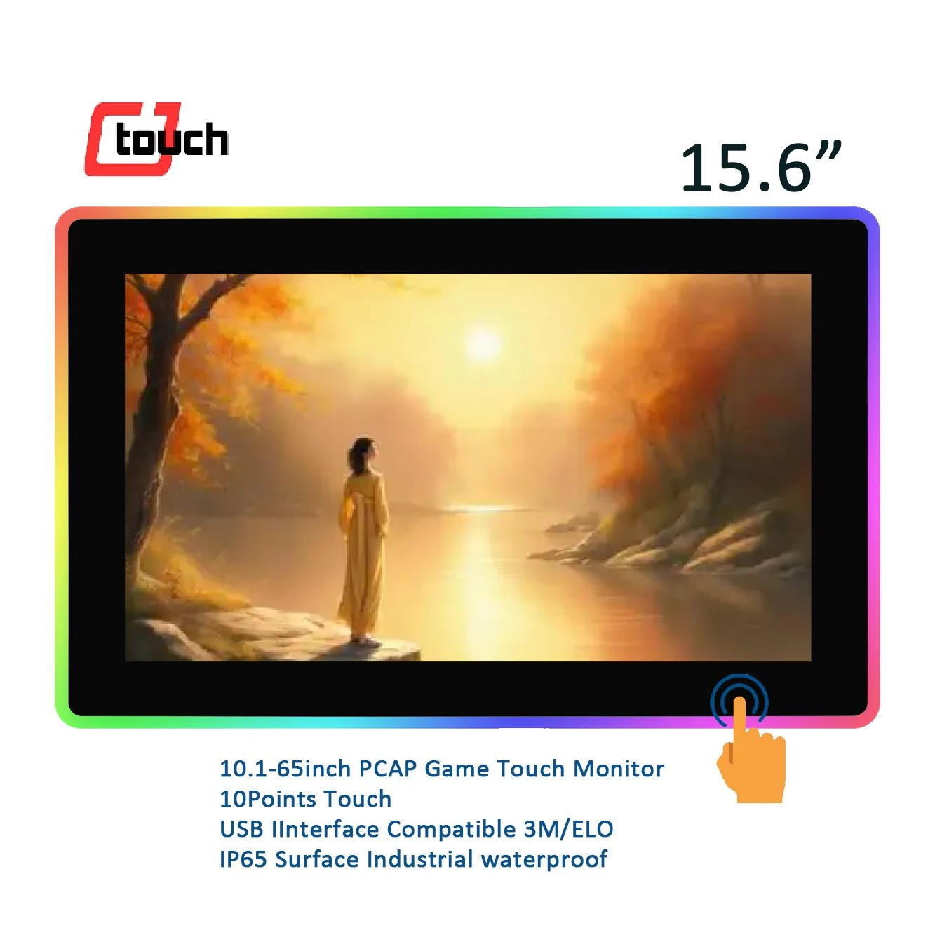 Gaming Monitor 15.6 Inch Slot Game Machine Industrial PC with Capacitive Touch Screen Game Monitor Computer Accessories 3m Cjtouch
