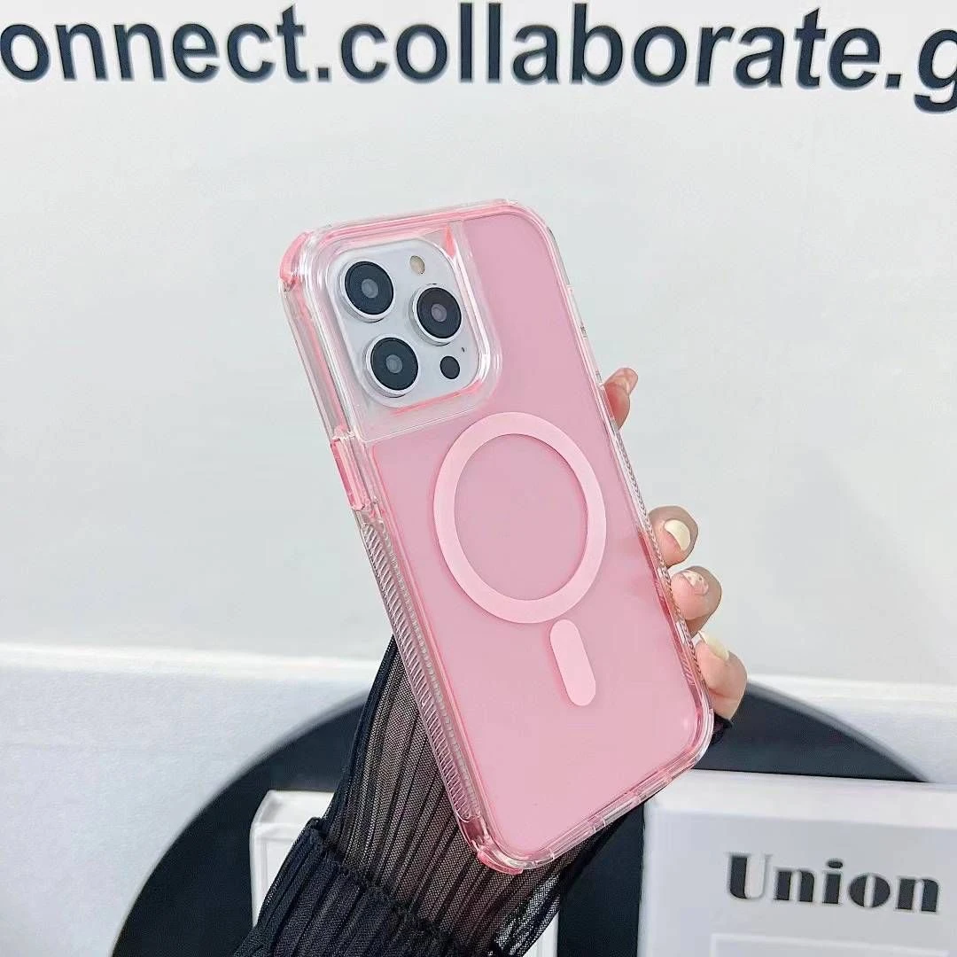 Good Quality Clear Wireless Charging Back Cover Magnetic Suction Cell Phone Case for iPhone 12 13 14 15