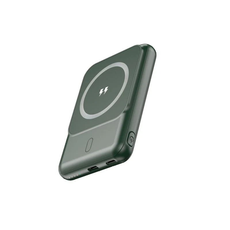 Green Color Ultra Slim Powerbanks ABS 10000mAh Portable Charger Mini Power Bank Magsafe Magnetic Wireless Power Bank for Mobile Phone