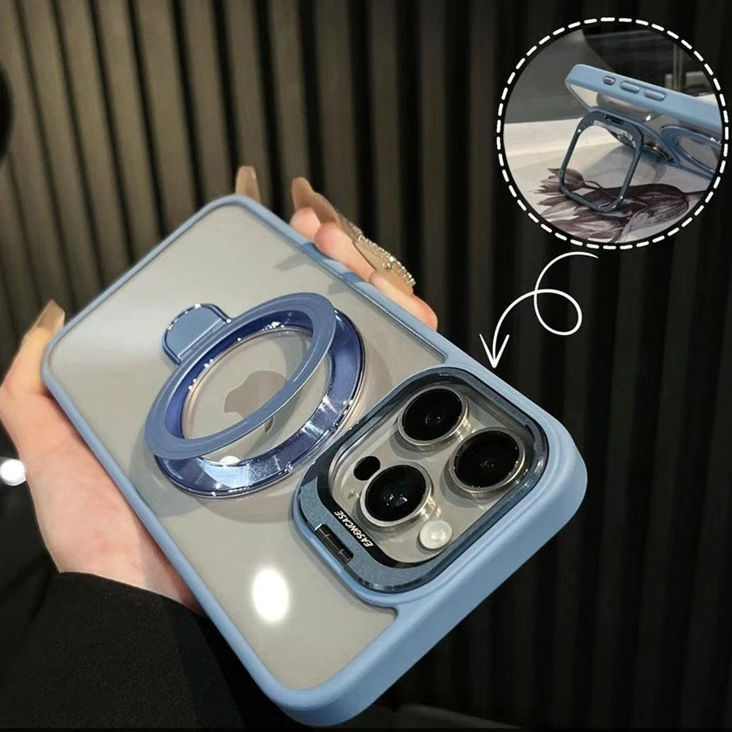 Hard Acrylic Covers Magnetic Phone Case with Magsafe Stand for I Phone 15 16 17 PRO Max