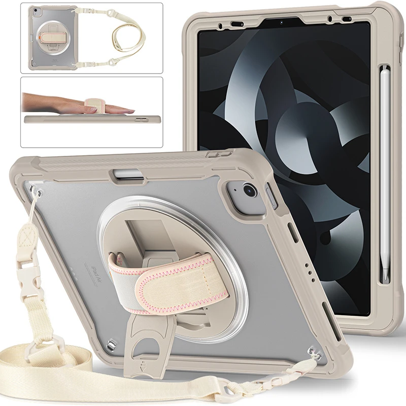 Heavy Duty Drop PC Cover with Rotating Stand Shoulder Strap Tablet Case for iPad 6th/5th Generation/Air 2/PRO 9.7 Inch