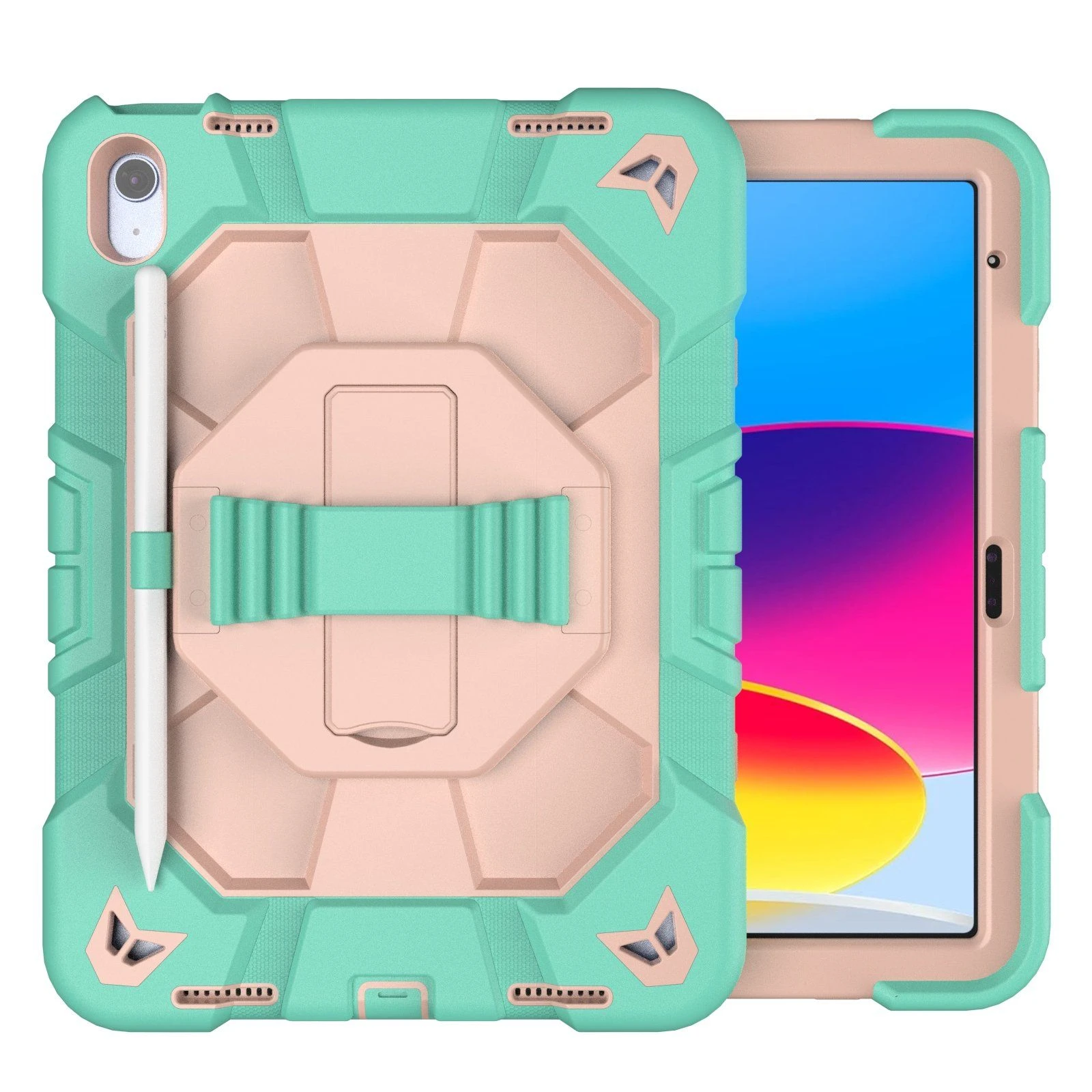 Heavy Duty Shockproof with Shoulder Strap Hand Stand Rugged Case for iPad 10th