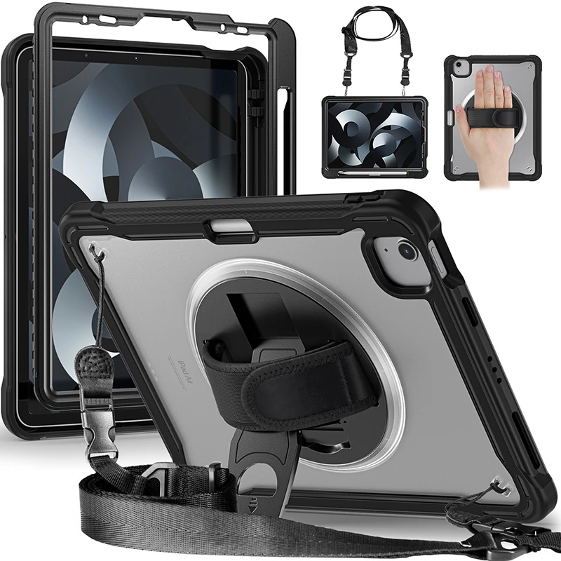 Heavy Duty Shockproof with Shoulder Strap Pencil Holder Rotating Kickstand Tablet Case for iPad A16 11th Generation 2025