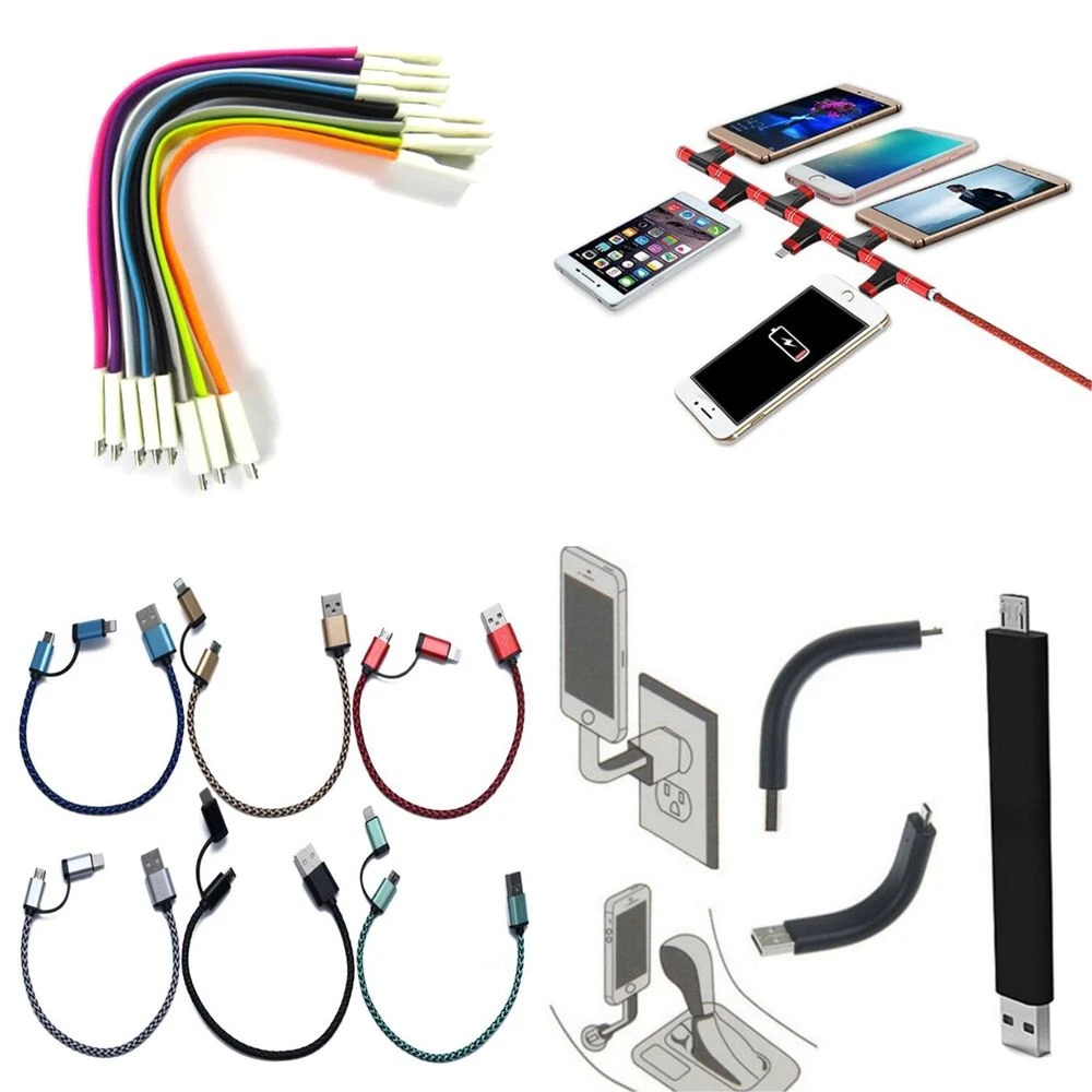 High-End Short Braided 10cm 20cm 30cm 50cm OEM Lightning Micro Type C Fast Charger USB Cable for iPhone Samsung Mobile Phone Tablet PC