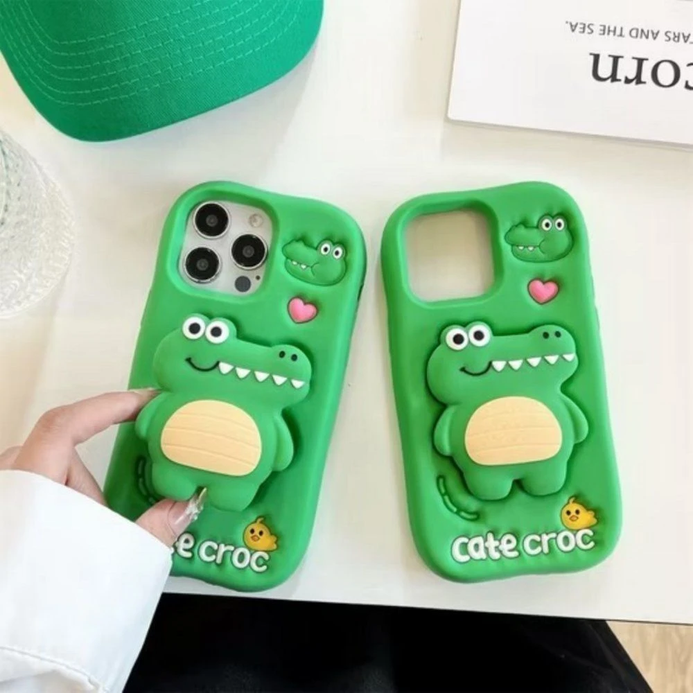 High Quality 3D Silicone Cute Cartoon Crocodile Mobile Phone Case Cover for Phone Custom Design