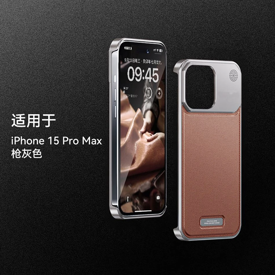 High Quality Shockproof Aluminum Alloy Leather Phone Case for iPhone 14 PRO Max for iPhone 14 PRO