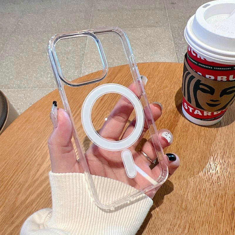 High Quality Shockproof Transparent Clear Magnet Phone Case for Magsafe Case for iPhone 12 13 14 15 16 PRO Mini Max Magsafe Clear Cell Phone Case
