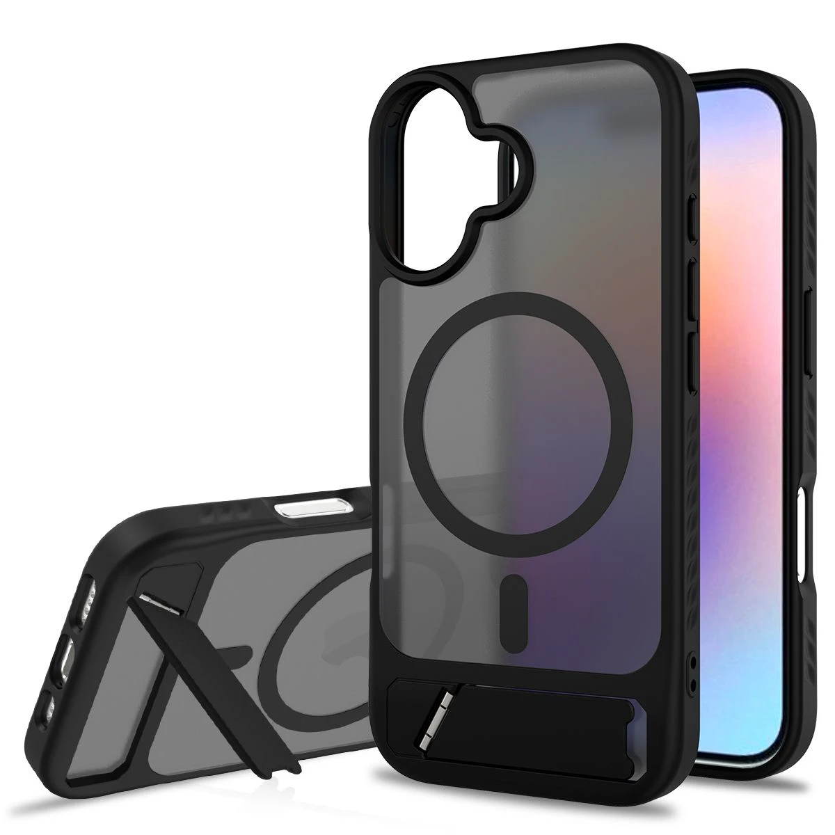 High Quality Various Colors Rugged Shockproof Anti-Drop TPU PC for iPhone 17 Case with Kickstand