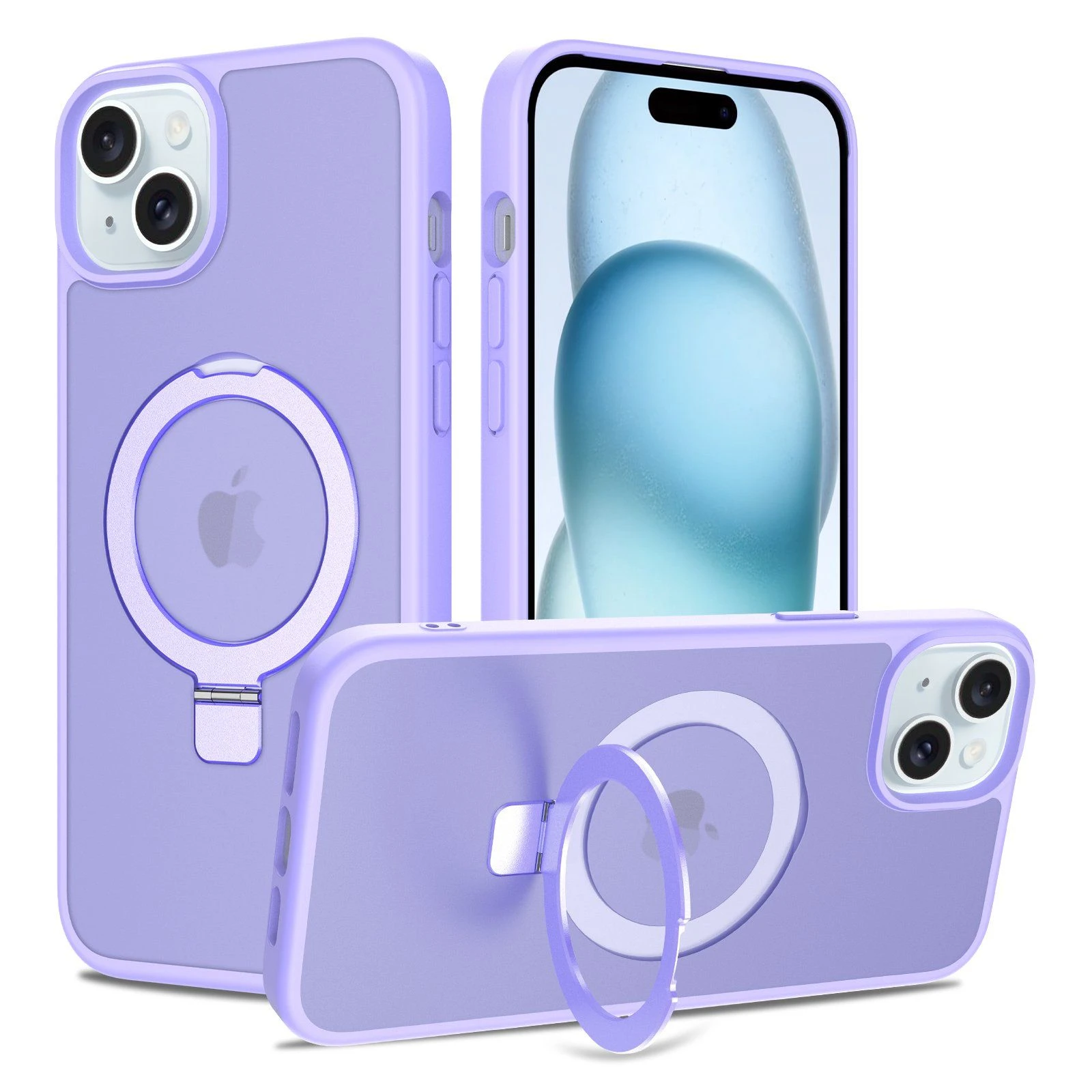 Highly Transparent Magnetic Bracket Mobile Phone Case for iPhone 14plus/15plus
