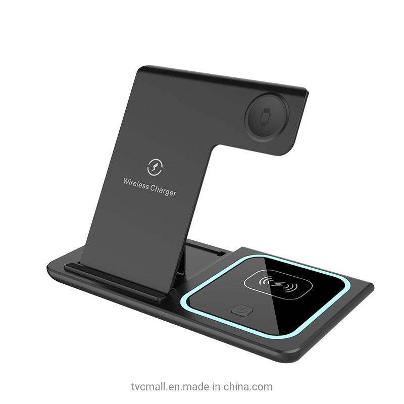Hot 3 in 1 Wireless Charging Phone Charger Smart Watch Charger Charging Station Dock for Airpods Apple Watch – Black