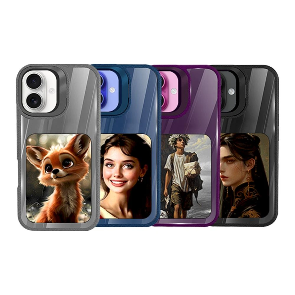 Hot Sale DIY Pictures E Ink Display NFC Mobile Phone Case for iPhone 16 15 14 13 Luxury Fashion Leather Phone Cover with Stand