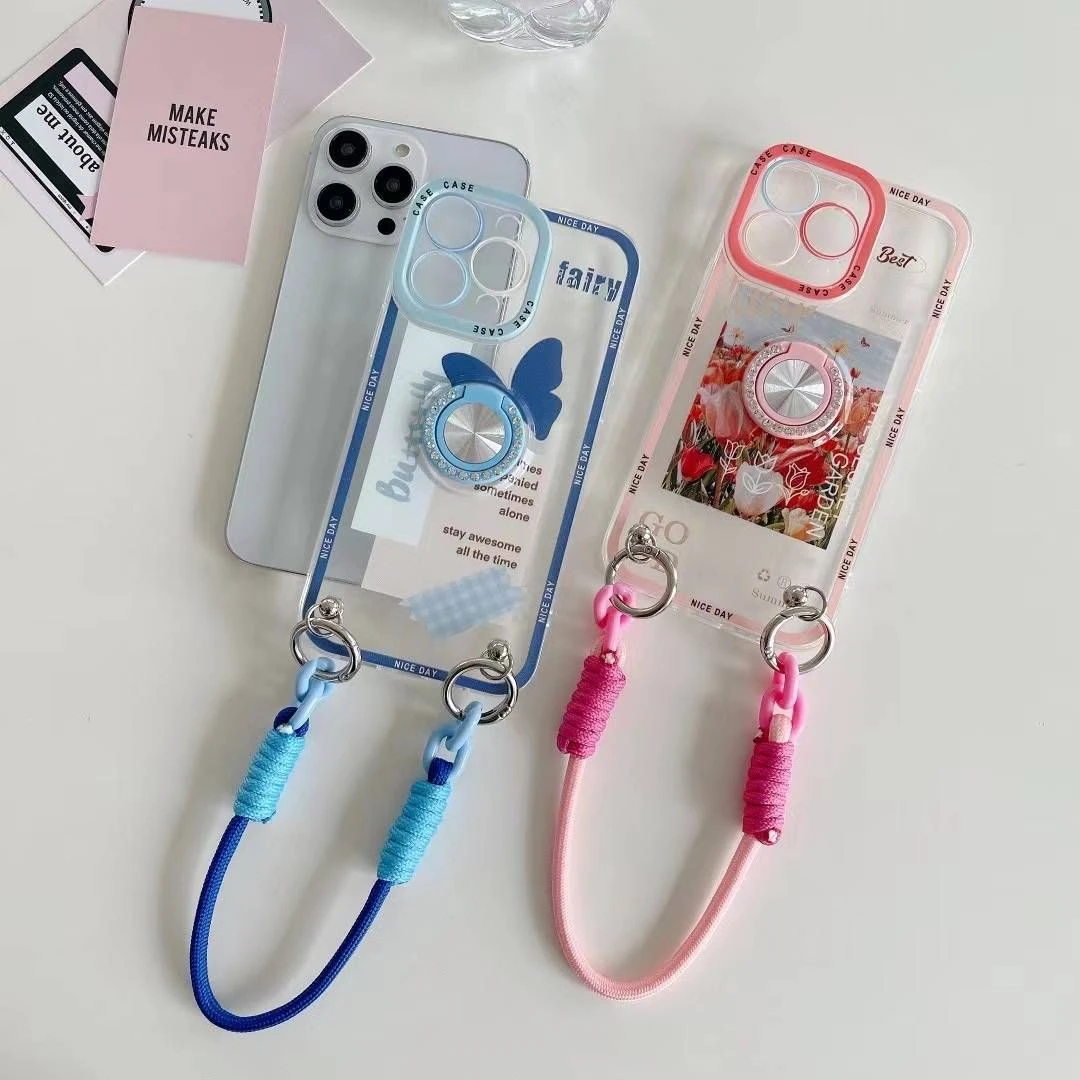 Hot Selling Letter Colorful Lanyard Phone Case for iPhone 15 14PRO Max13 12 11 Xs