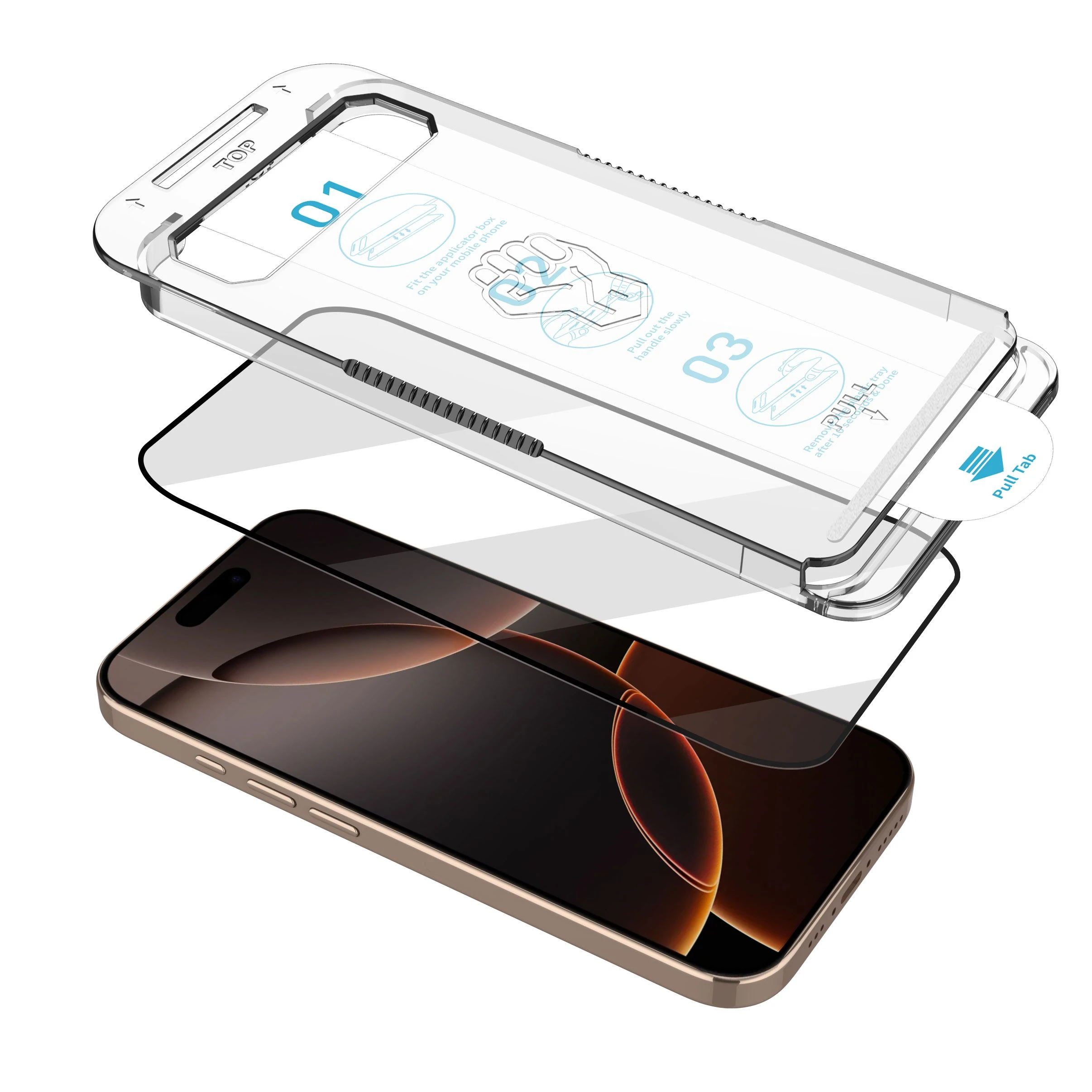 Hot Selling No-Dust Automatic Easy Installation Kit Tempered Glass, Zero-Bubble Perfect Fit Screen Protector