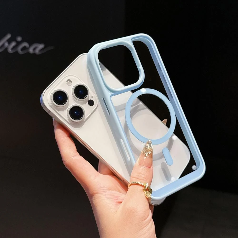 Hybrid Material Clear Back Mobile Phone Accessories Wireless Charging Phone Case for Iphon 13 14 15 16 17 PRO Max