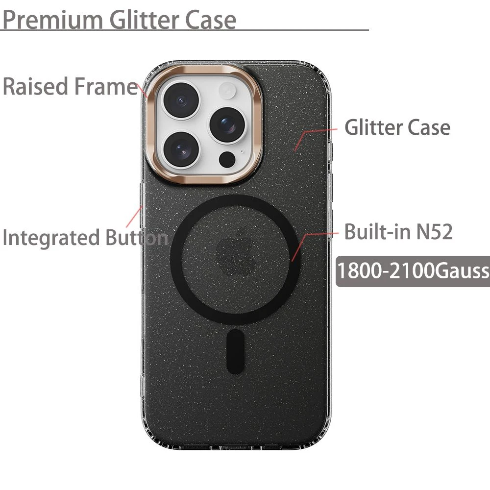 IMD Technology Magnetic Wireless Charging Transparent Glitter Star Ipone Case for Ihone 13 14 15 16 PRO Max
