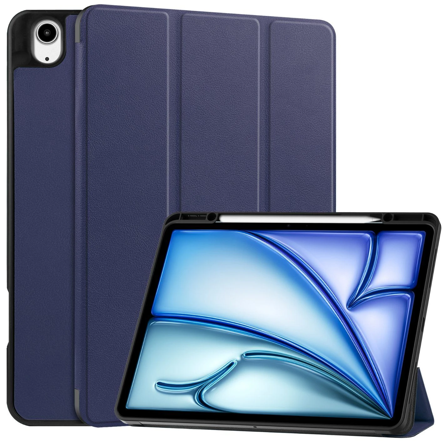 Laptop Leather Case for I Pad Air 13 (2024) Leather Case Tri-Fold Stand Tablet Cover with Pen Slot