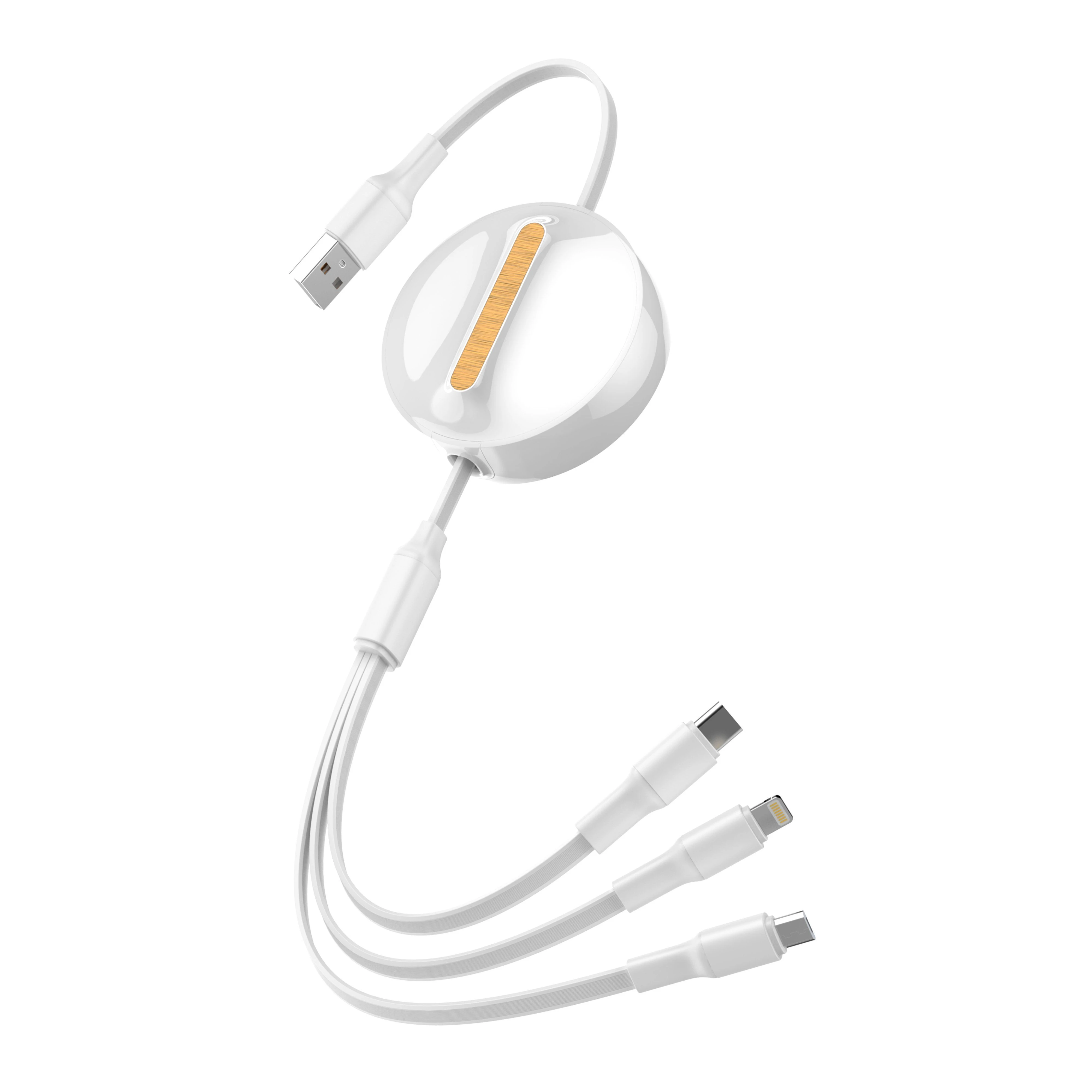 Ldnio LC90A 3-in-1 Fast Charging Cable, 4.2A Multi Charger Data Line with Lightning/Micro-USB/Type-C Connectors for Apple iPhone & Android Device