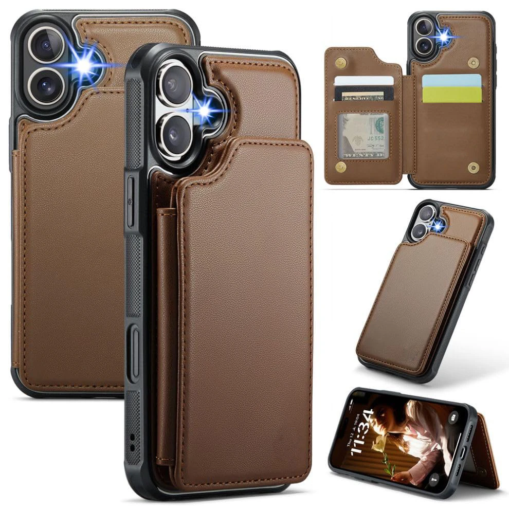 Leather Wallet Phone Case for iPhone 16