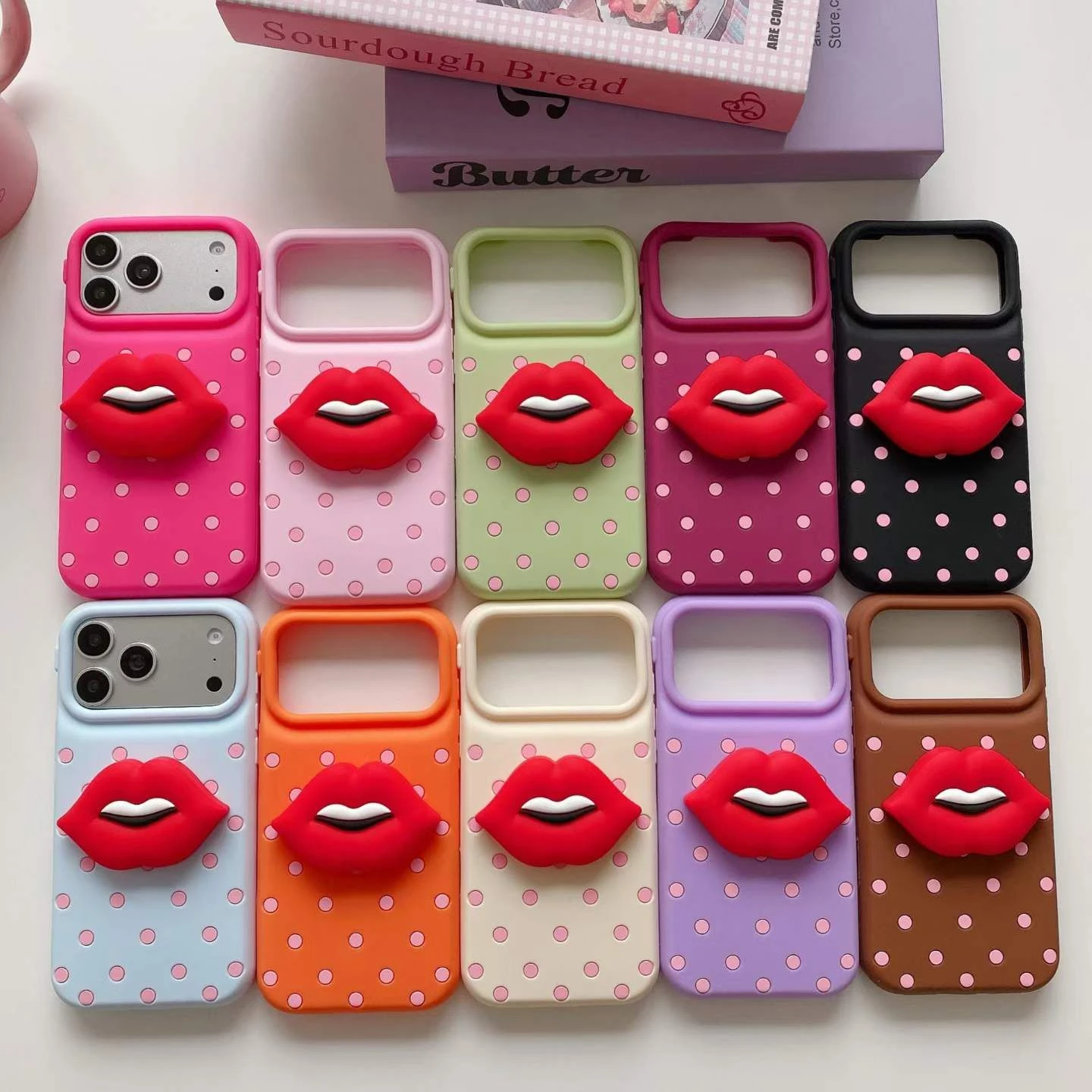 Lips Design Dropping Glue Silicone Case for iPhone 17 PRO Max, Cute 3D Lip Phone Cover with Custom Logo, Factory Wholesale