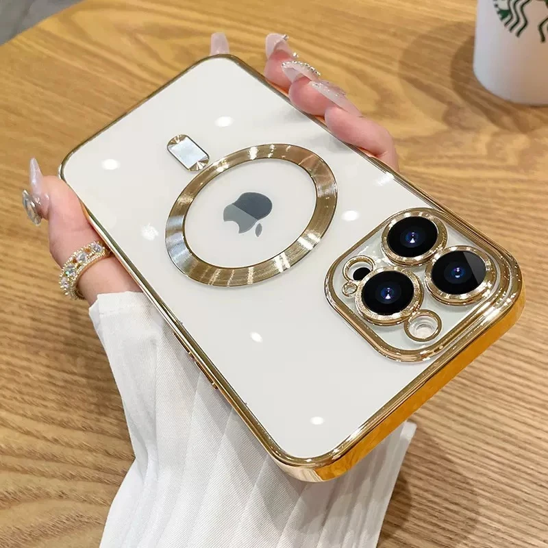 Luxury Clear Magnetic Case for iPhone 17 PRO Max Magnet Case Support Wireless Charging Phone Cases for iPhone 16 15 14 11 12 13