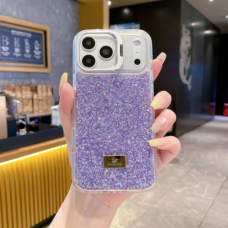 Luxury Crystal Rhinestone Bling Case for iPhone 12 13 14 15 16 PRO Max with Camera Stand Cellphone Case