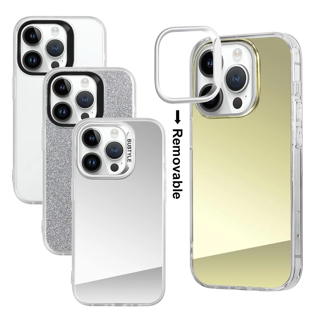 Luxury Detachable Metal Camera Lens Gold Cell Phone Case Blank Printable Mobile Cover for iPhone 14 15 Custom Design Phone Case
