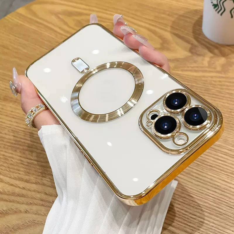Luxury Electroplated Plating Magnetic Mobile Cell Phone Cover Case for iPhone 16 14 15 PRO Max Plus Mini 13 12 11