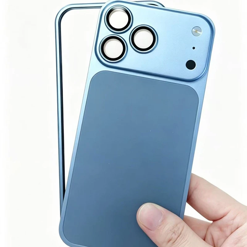 Luxury Plating Metal Back Shell with Detachable Phone Bumper Cellphone Case for iPhone 12 13 14 15 16 PRO Max