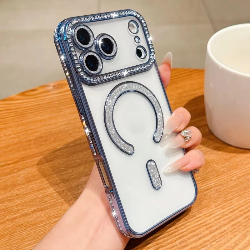 Magnetic Case for iPhone Air Compatible with Magsafe Diamond Girls Phone Case for iPhone 17 Air