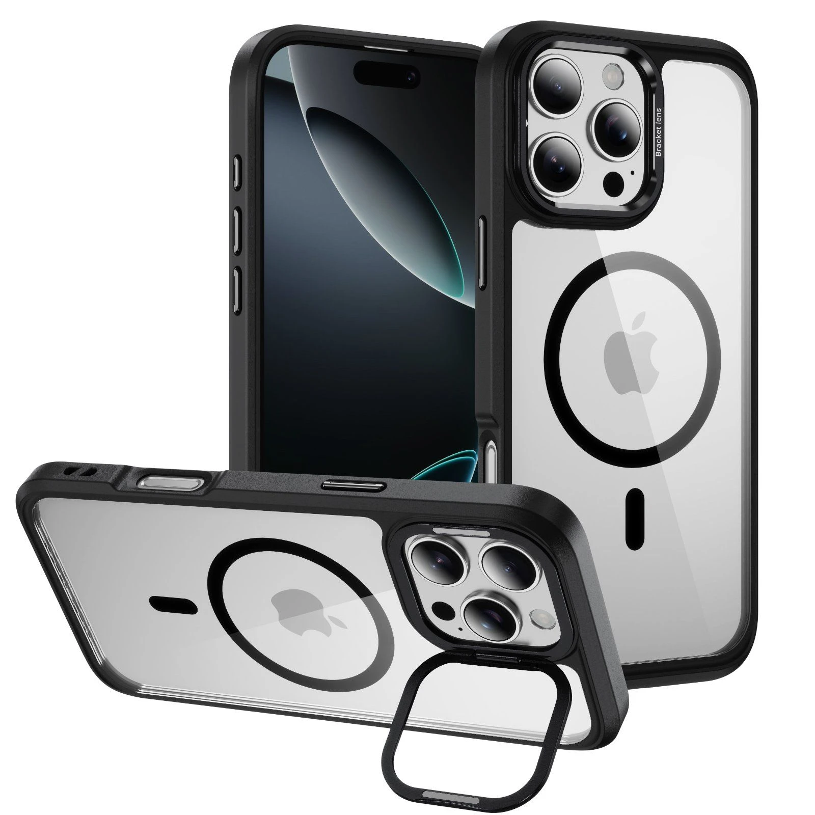 Magnetic Matte Phone Cover with Ring Holder for iPhone 16 PRO Max