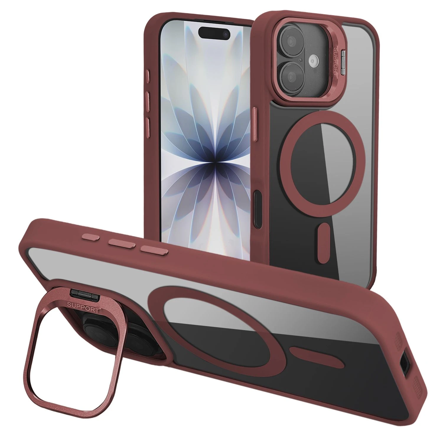 Magnetic Matte Phone Cover with Ring Holder for iPhone 17 with Camera Protector