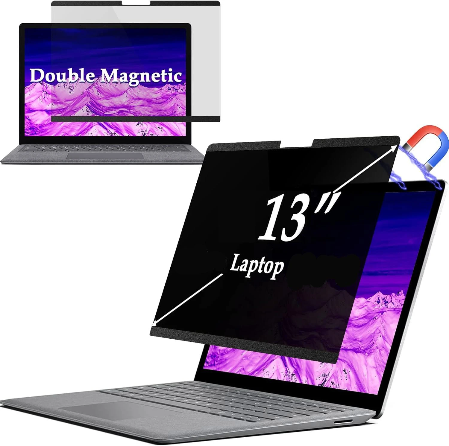 Magnetic Removable & Reusable Anti-Spy Privacy Screen Protector for 13 Inches Lenovo, HP, DELL, Acer, Asus, Samsung MacBook Laptop/Notebook Computer