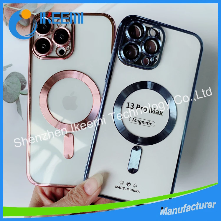 Magnetic Wireless Charge Back Cover for iPhone 14 13 Luxury Purple TPU Charging Phone Case