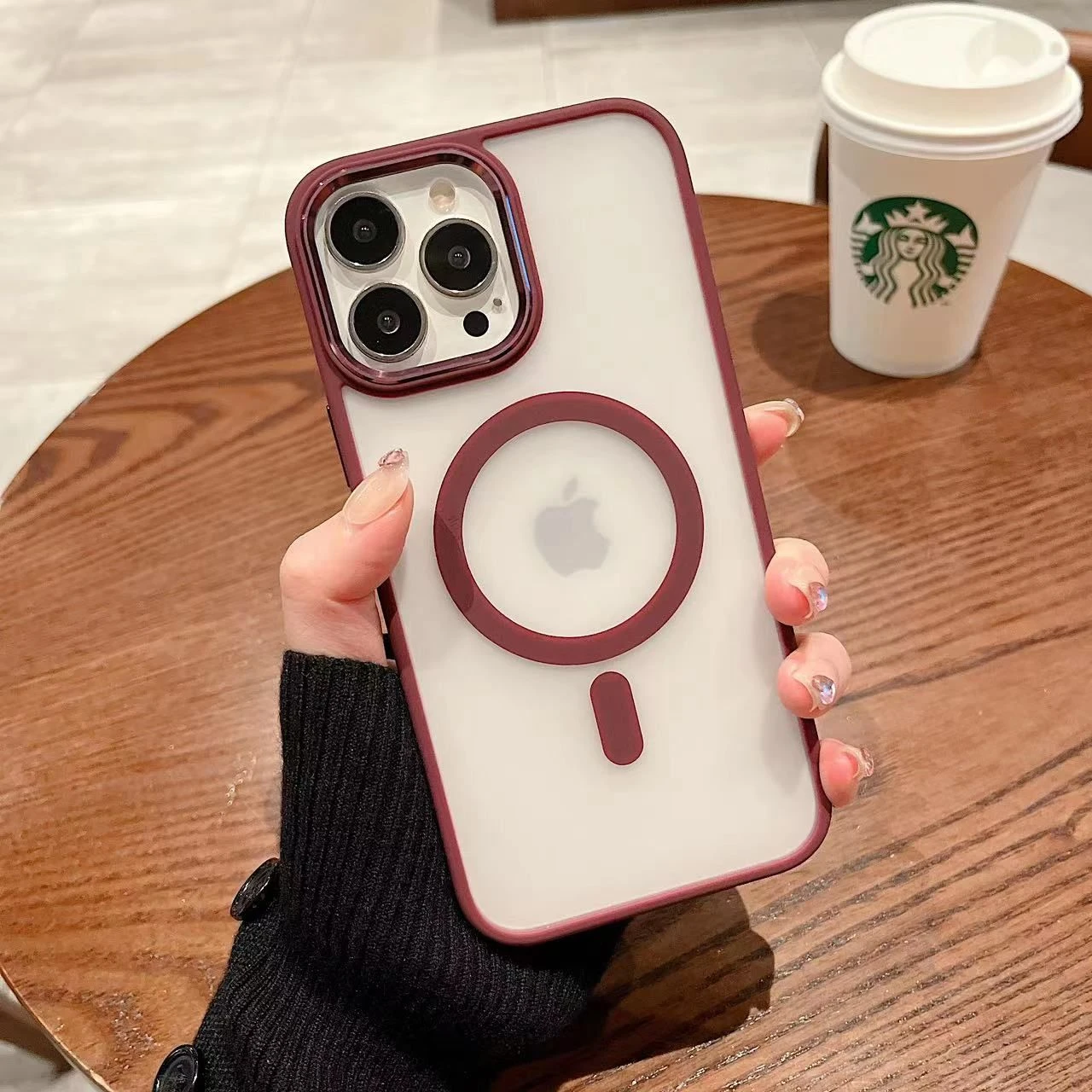 Magnetic Wireless Charger Transparent Metal Camera Lens Frame Clear Mobile Phone Case for Magsafe for iPhone 11 Case Acrylic Back Cover