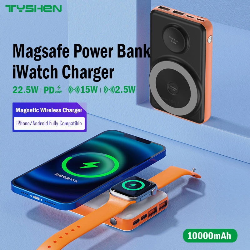 Magsafe Power Bank iWatch Charger Cubic Screen 2 USB Ports Output