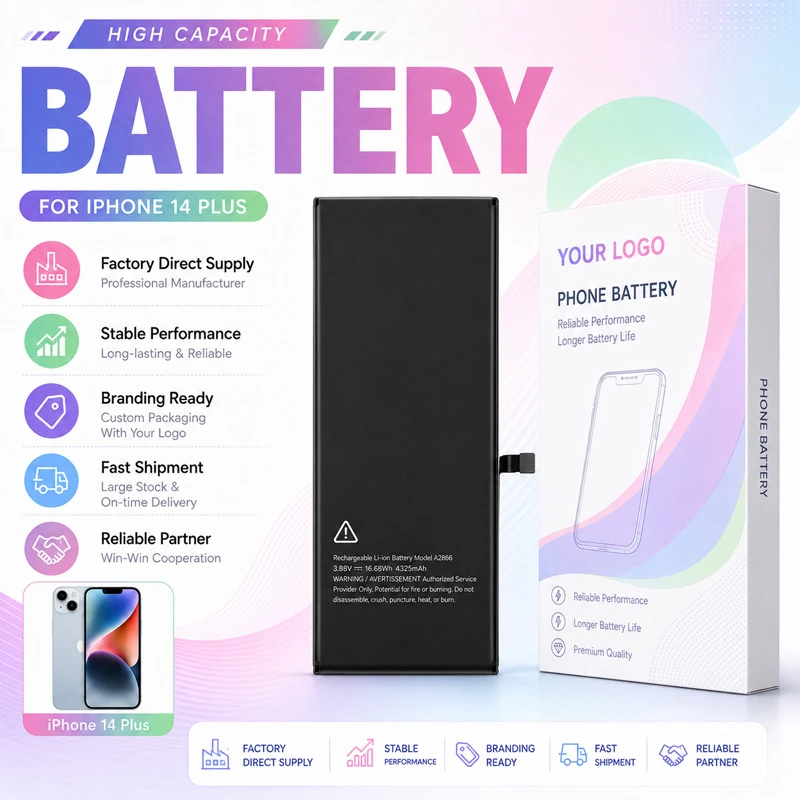 Manufacturer Supplier Cell Phone Battery Factory 0 Cycle Replacement Battery for iPhone 14 Plus 12 Mini Xs Max 7