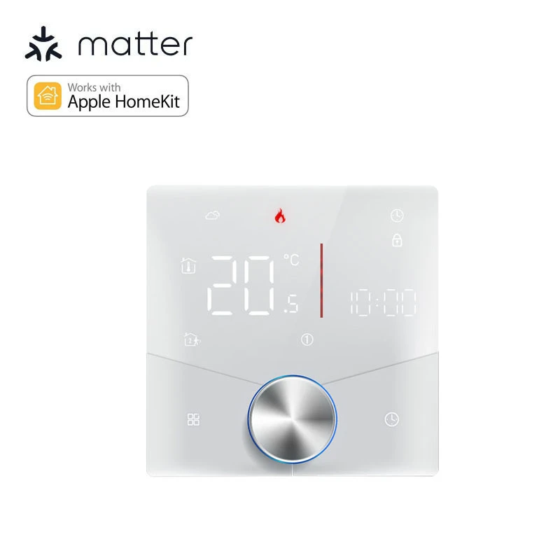 Matter Over WiFi Homekit Wireless Water Electric Floor Heating Gas Boiler Heater Touch Screen Thermostat Work with Alexa