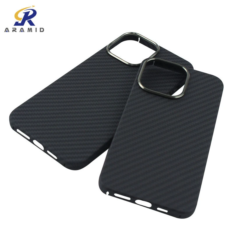 Metal Ring Design Aramid Fiber Phone Case for iPhone 13 PRO Carbon Fiber Mobile Cover