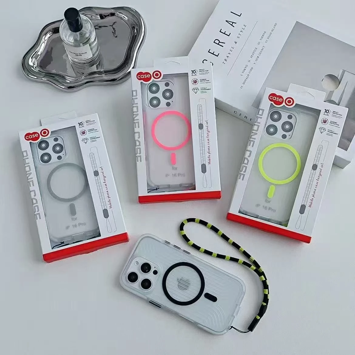 Mobile Phone Magnetic Phone Case with Strap Mobile Phone Cover for iPhone 14/ 15/16/17 PRO Max