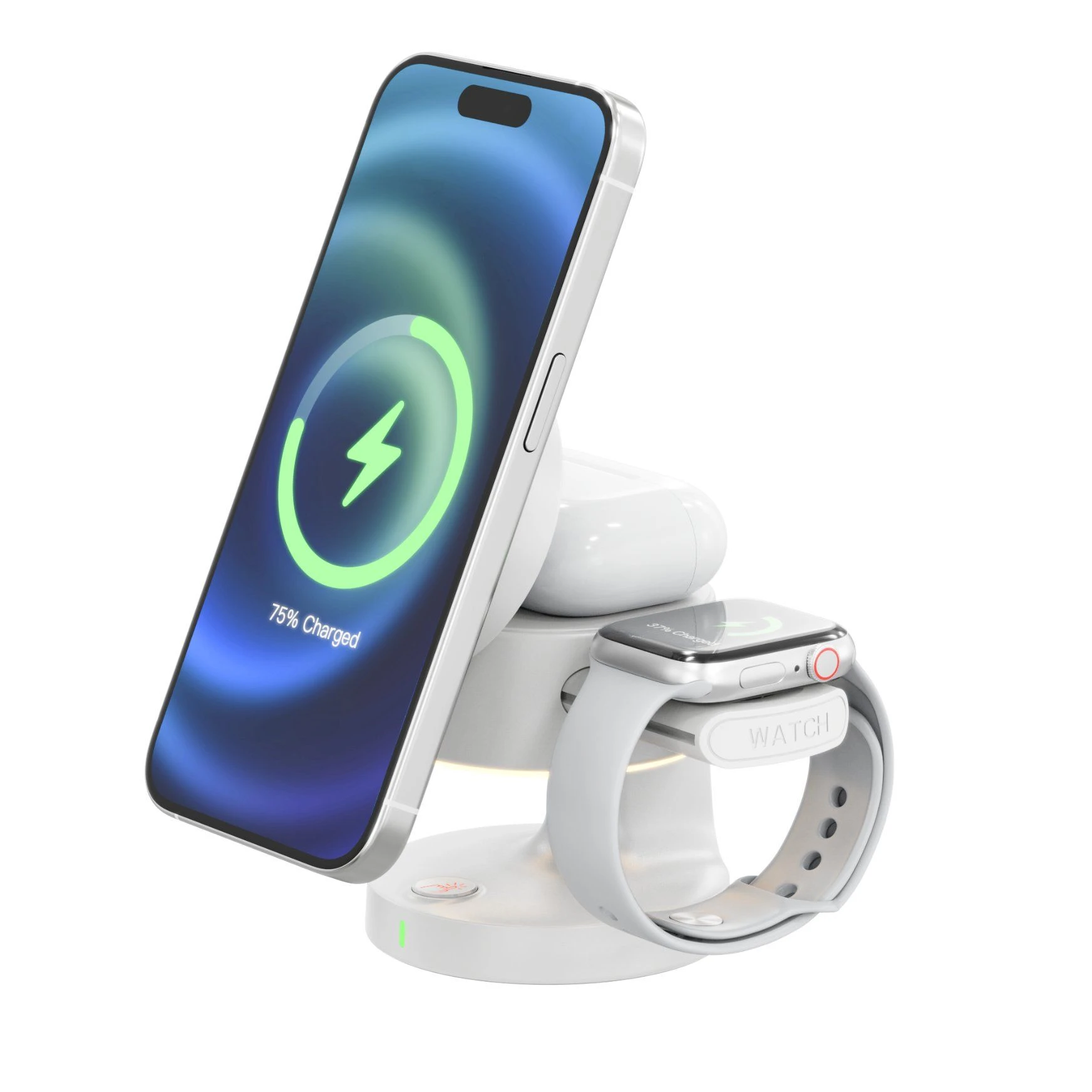 Multi-Function 4-in-1 Wireless Fast Charger Foldable Desktop Stand with Night Light Magsafe Wireless Charger
