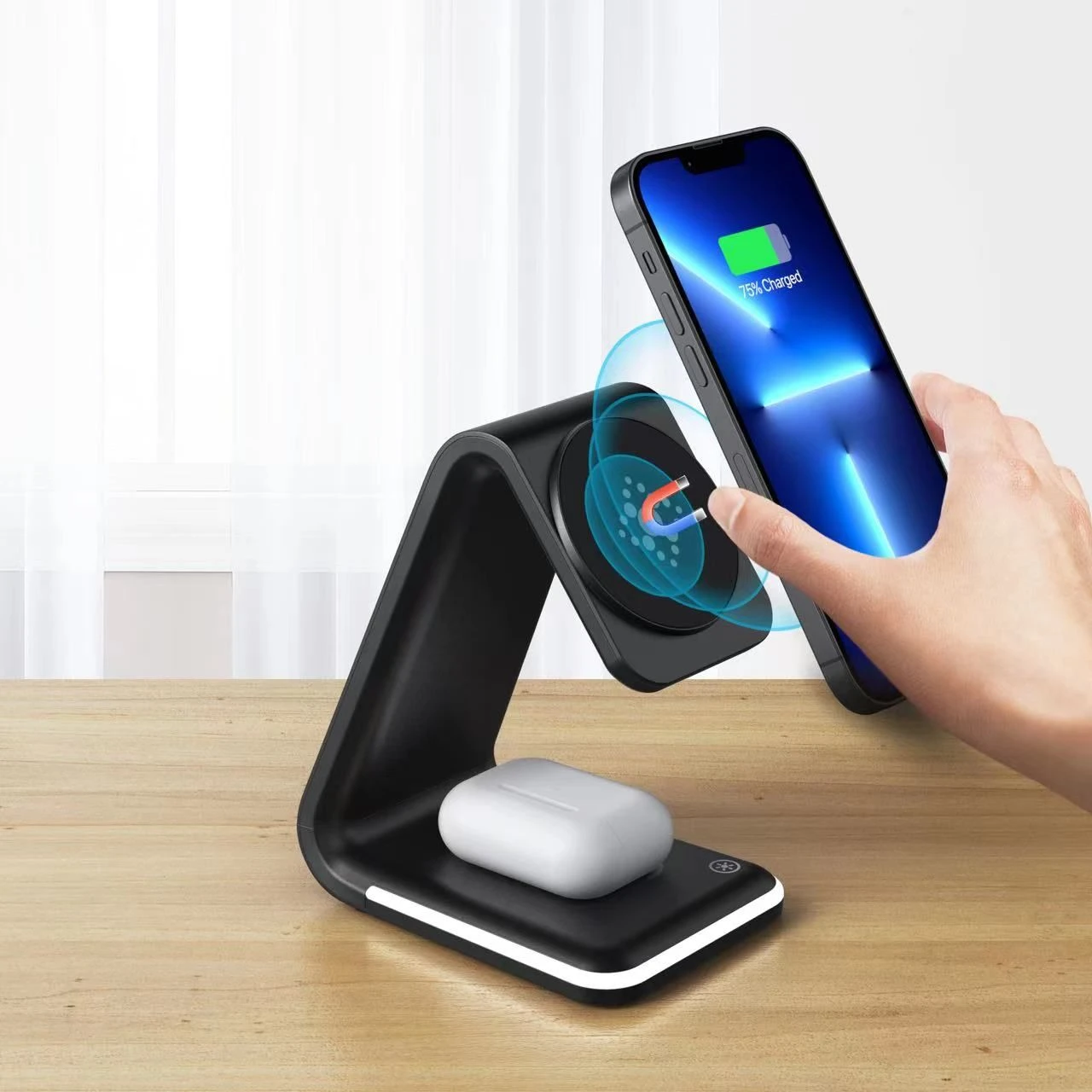 Multi Function Clock 5 in 1 Mobile Phone Wireless Charger 5W/7.5 W/10W Fast Charger Alarm Clock Mobile Phone Accessories Quick Charger Factory Supply ODM/OEM