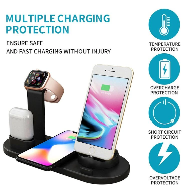 Multi-Functional Wireless Charger Fast Smartphone Charger 4 in 1 Iq Bracket Charging Station